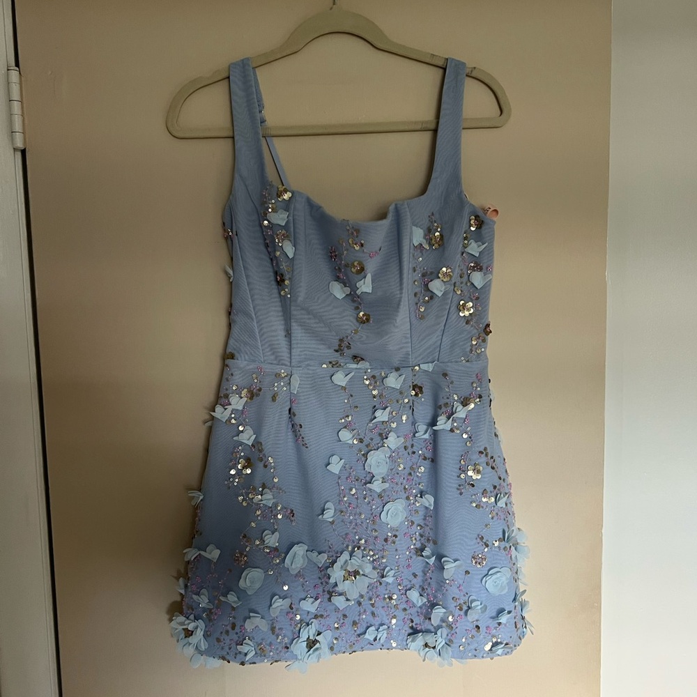 Oh Polly Light Blue Fringe Dress